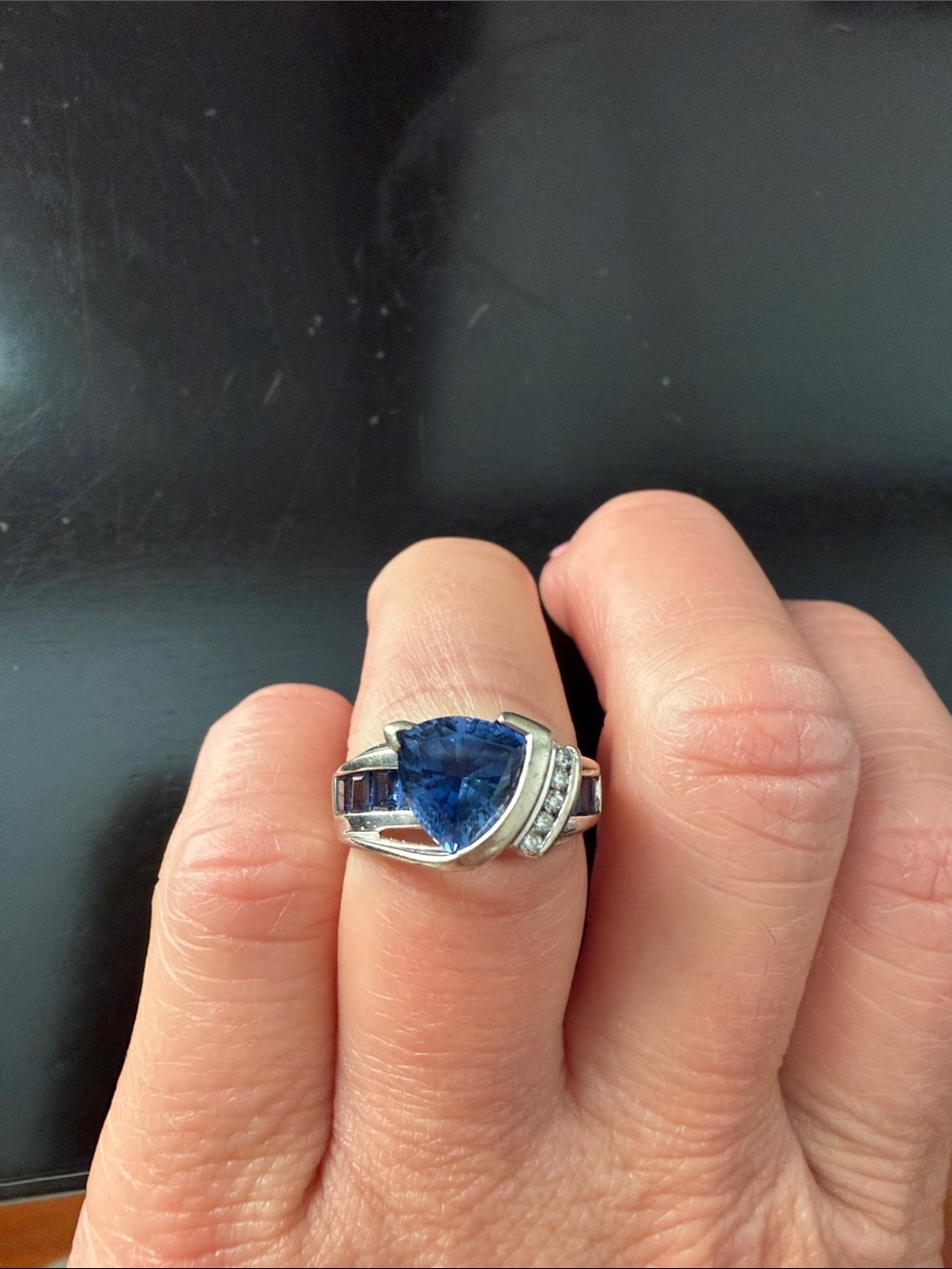 Sapphire Blue Teardrop Gemstone Ring - Elegant Women's Jewelry